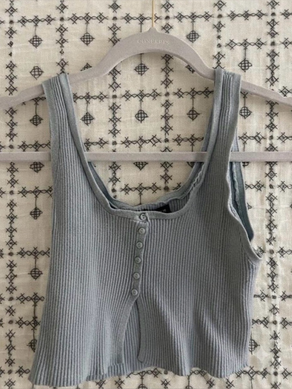Pacsun Ribbed Tank Top with Button Front - Light Gray